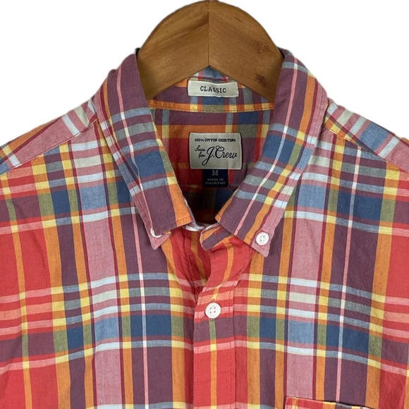 BF1062 Mens J. Crew Classic Fit Plaid Short Sleeve Button Down Shirt M - Picture 3 of 5